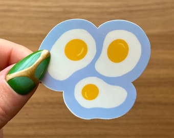 Sunny Side Up Egg Sticker – Three Fried Eggs Glossy Vinyl Decal