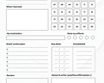 Tracker di obiettivi e abitudini 2025, stampabile, download immediato, produttività minima, tracker delle abitudini quotidiane, tracker delle abitudini mensili, pianificatore giornaliero