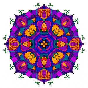 50 Gorgeous Kaleidoscope Mandala Coloring Pages for Adults and Kids. For Relaxation, Stress Relief, Creativity, and Mindfulness Coloring.