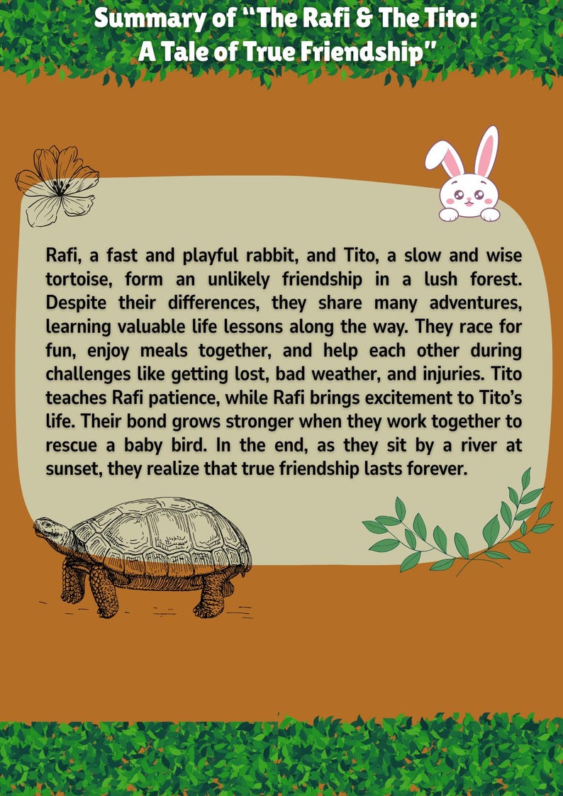 Rafi Turtle Tale The Rafi & the Tito: A Tale of True Friendship, Children Books, Once ...
