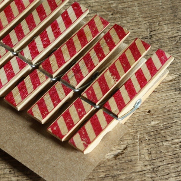 candy striped clothes pins