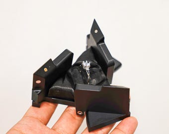 Black - Futuristic Way Mechanical Linkage Kinetic Energy Ring Box, Romantic Proposal Gift Personalized Science Gifts & Toys