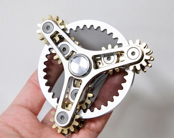 Creative 9-Gear Fidget Spinner, Mechanics of Rotational Motion Silent Bearings, 41 Detachable Parts, Stress Relief Gift For Men