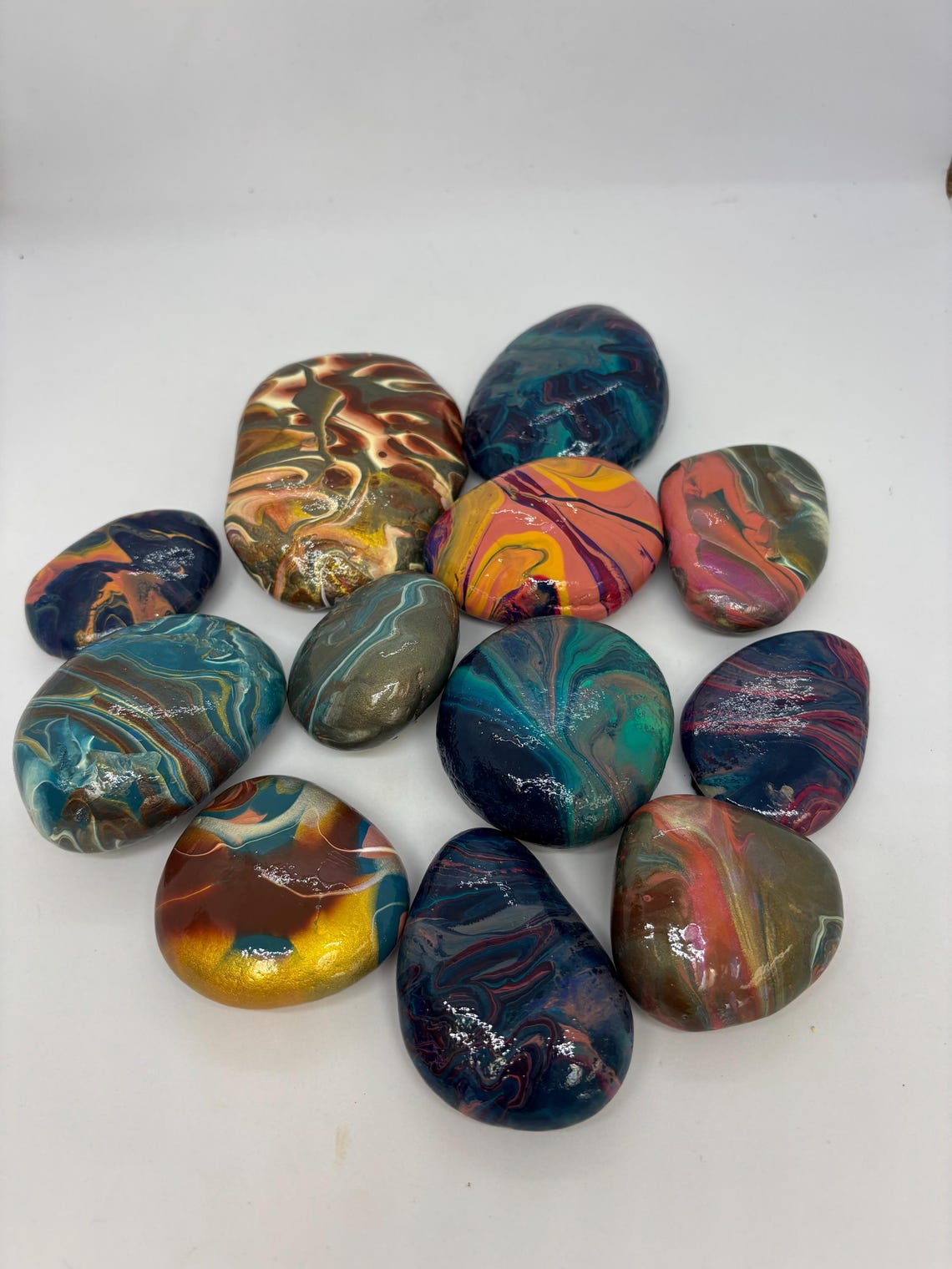 Hand-painted Acrylic Rock Art Collection, Abstract Desk Decor - Etsy