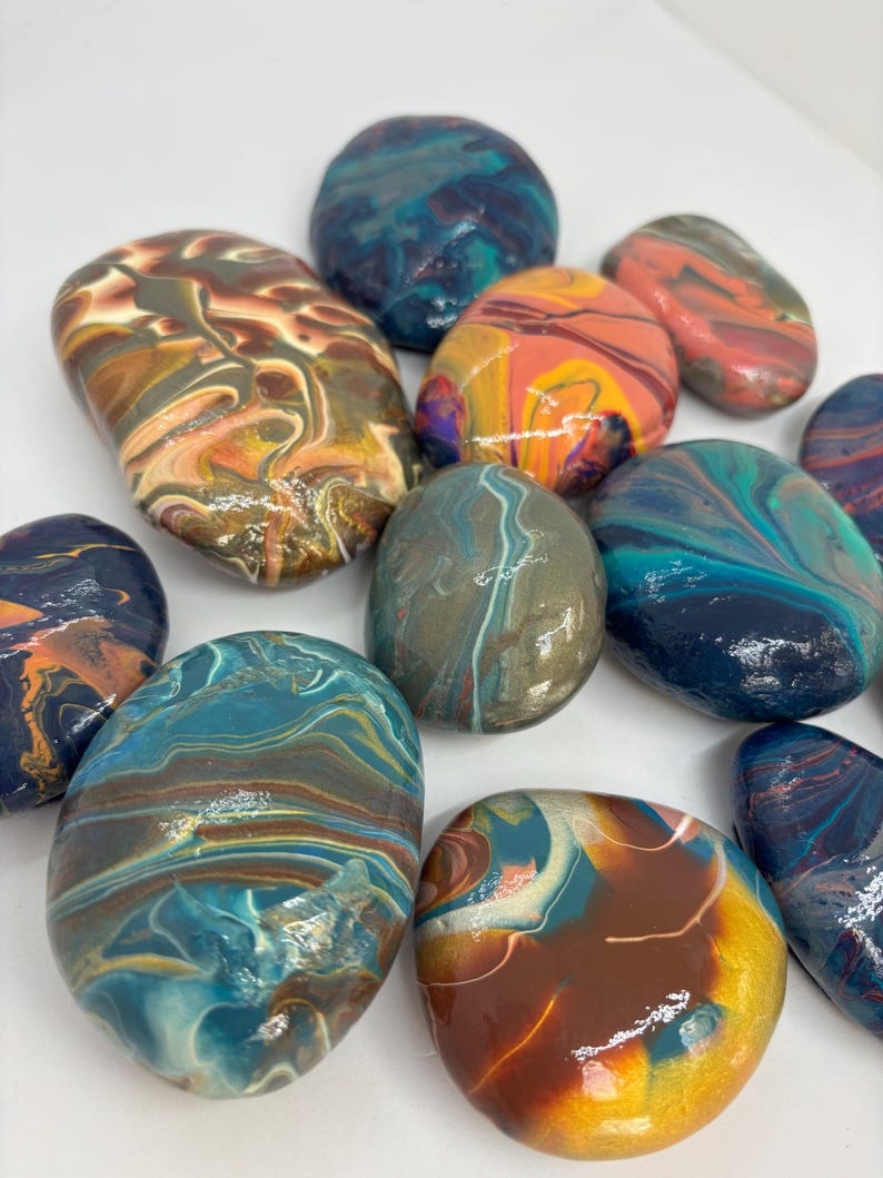 Hand-painted Acrylic Rock Art Collection, Abstract Desk Decor - Etsy