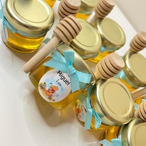 Mini pot de miel 40cc personnalisé avec bâtonnet