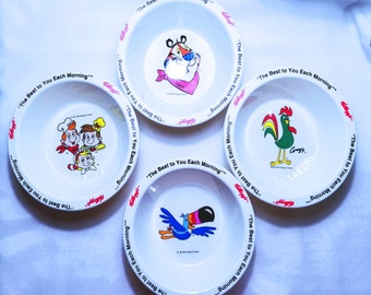 Kellogg's Cereal Bowls You Pick VINTAGE Melamine ~ Snap, Crackle Pop ~ Toucan Sam ~ Tony the Tiger ~ Corny ~ Plastic Cereal Bowls