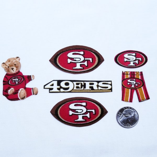 49'ers Cotton Vintage Fabric Iron On, Appliques, Set of 6, Choose From 5 Sets, LAST of My Stock