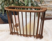 Vtg UMANOFF Danish Spindle Wood Rack-1960 39 s Retro Arthur Umanoff Style Walnut Tall Magazine or Album Floor Rack