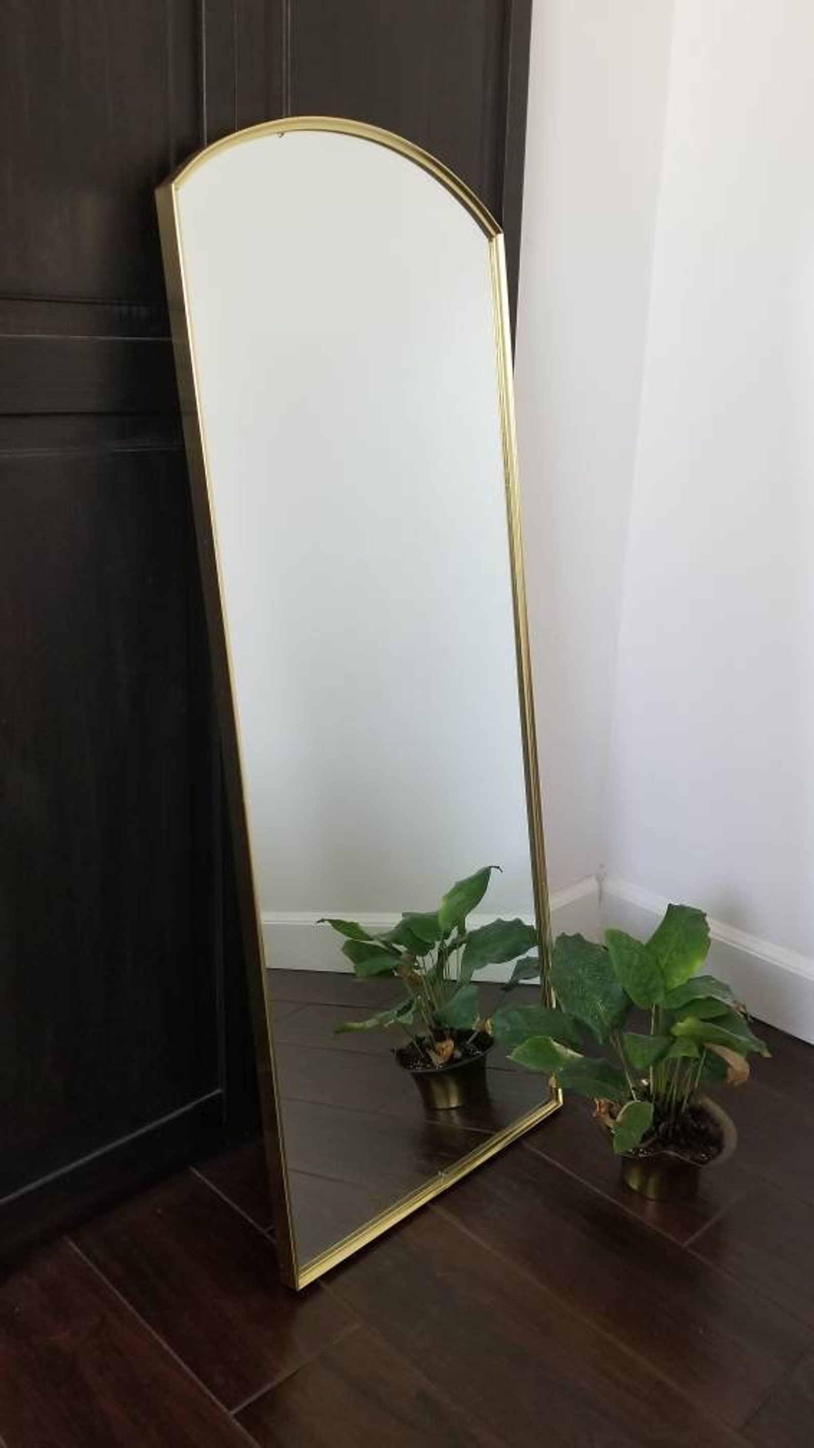 Vtg TALL NARROW Arched Gold Wall Mirrorlarge Hollywood Gold Etsy