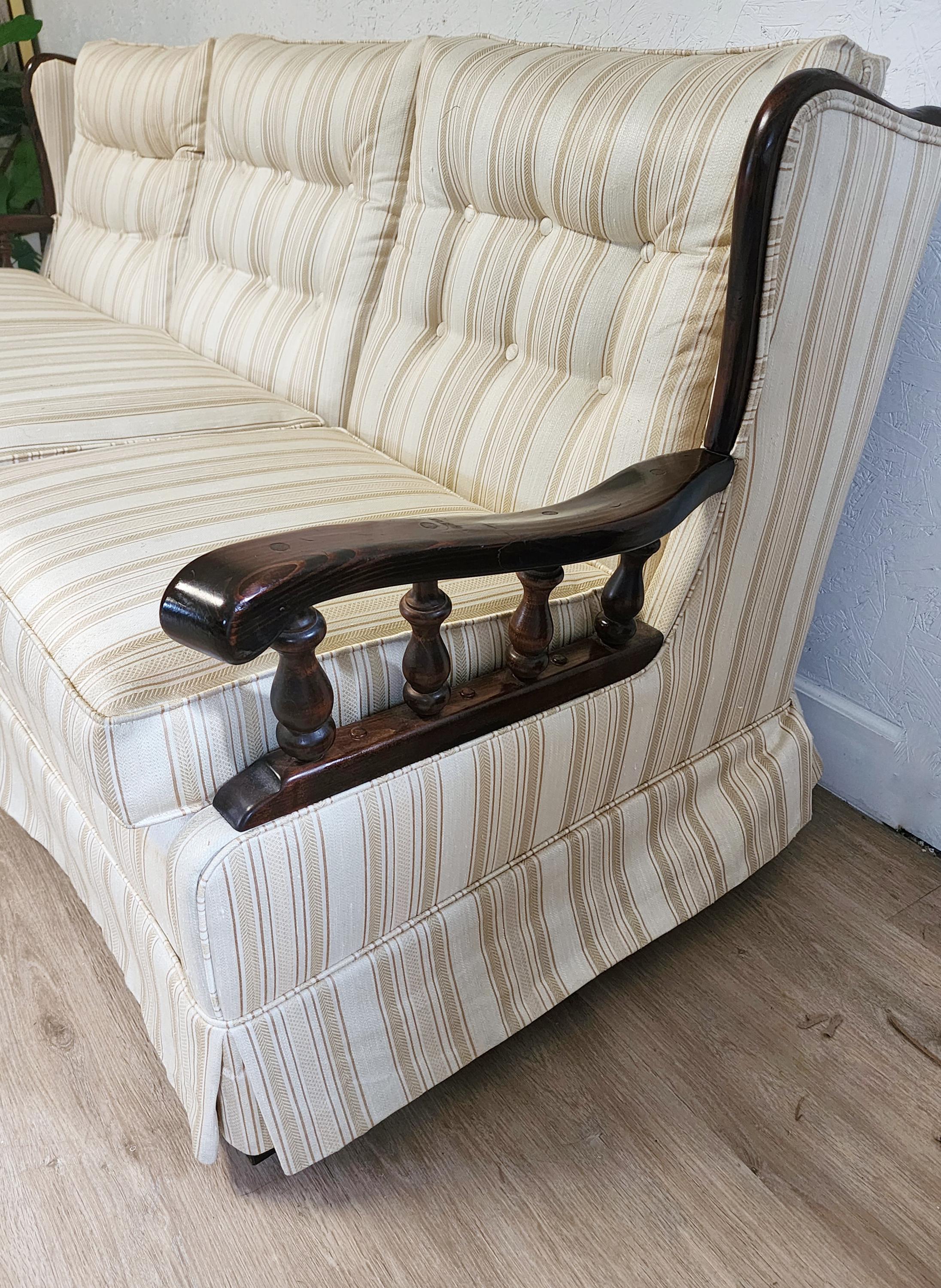 椅子 vintage sofa stripe Three-Seater Sofa in Brown Stripe | Permanent Resident