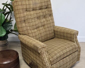 La-Z-Boy 1977 Tweed Recliner Rocker-Retro 849/150 La z Boy Woven Reclining Lounge Chair-Man Cave Seating