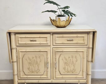 Dixie Aloha Bar Cart-Chinoiserie Hollywood Regency Vintage Faux Bamboo Server-Customizable