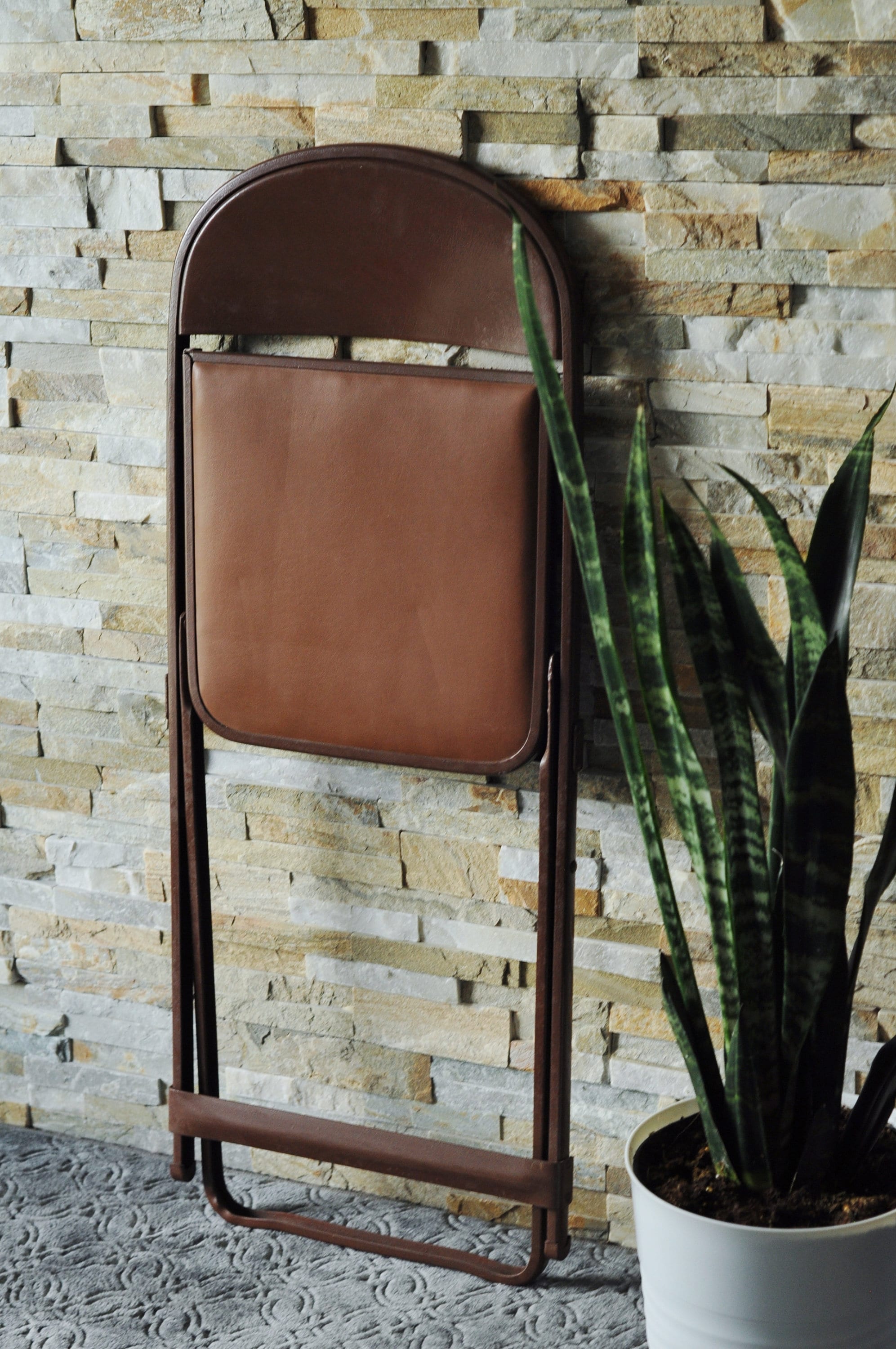 Vintage Metal Folding Chairmcm Brown Slim Retro Patio Camp Chair