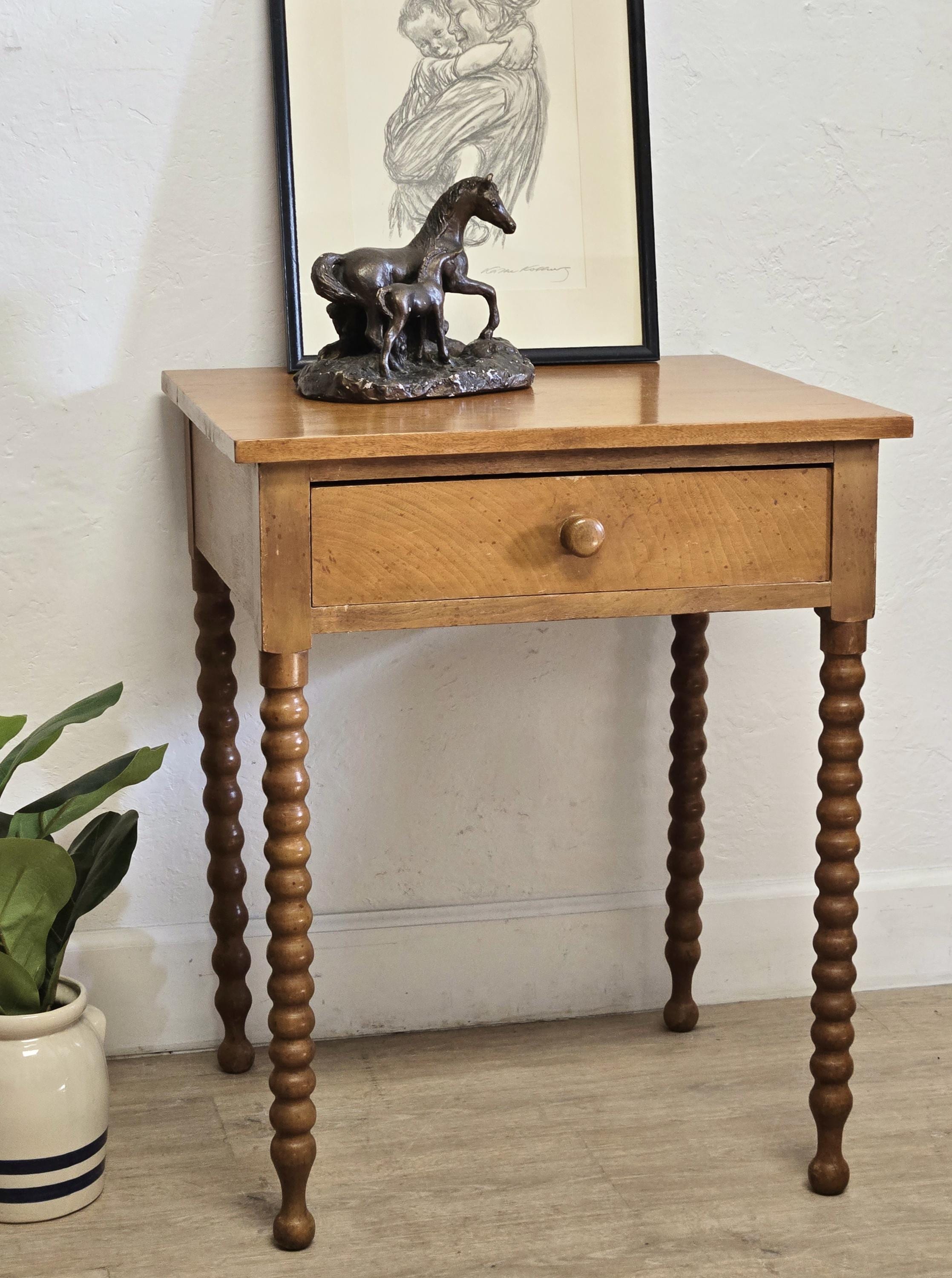 Vintage Bobbin Leg Table - Etsy