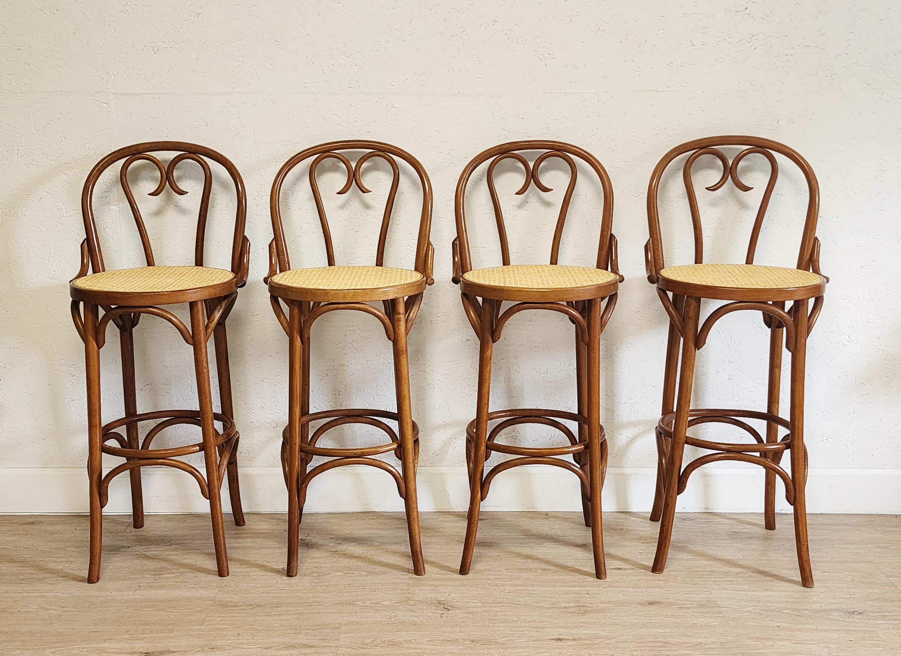 Hoffman Thonet Counter Stool Thonet Cane Seat Bar Stools Set Of