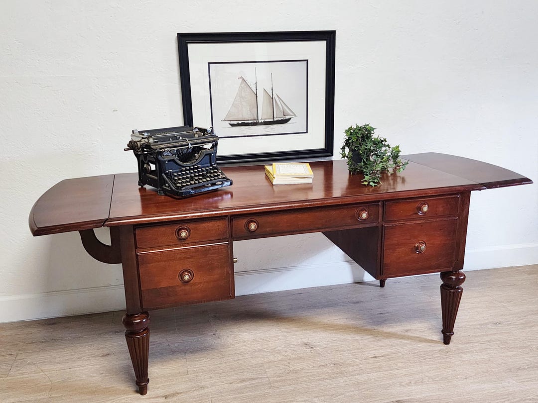 Ethan Allen British Classics Drop Leaf Desk-large Solid Wood