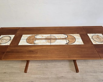 Mid Century Danish Modern Teak Tiled Dropleaf Dining Table-Refinished Made in Denmark Expanding Dining Table
