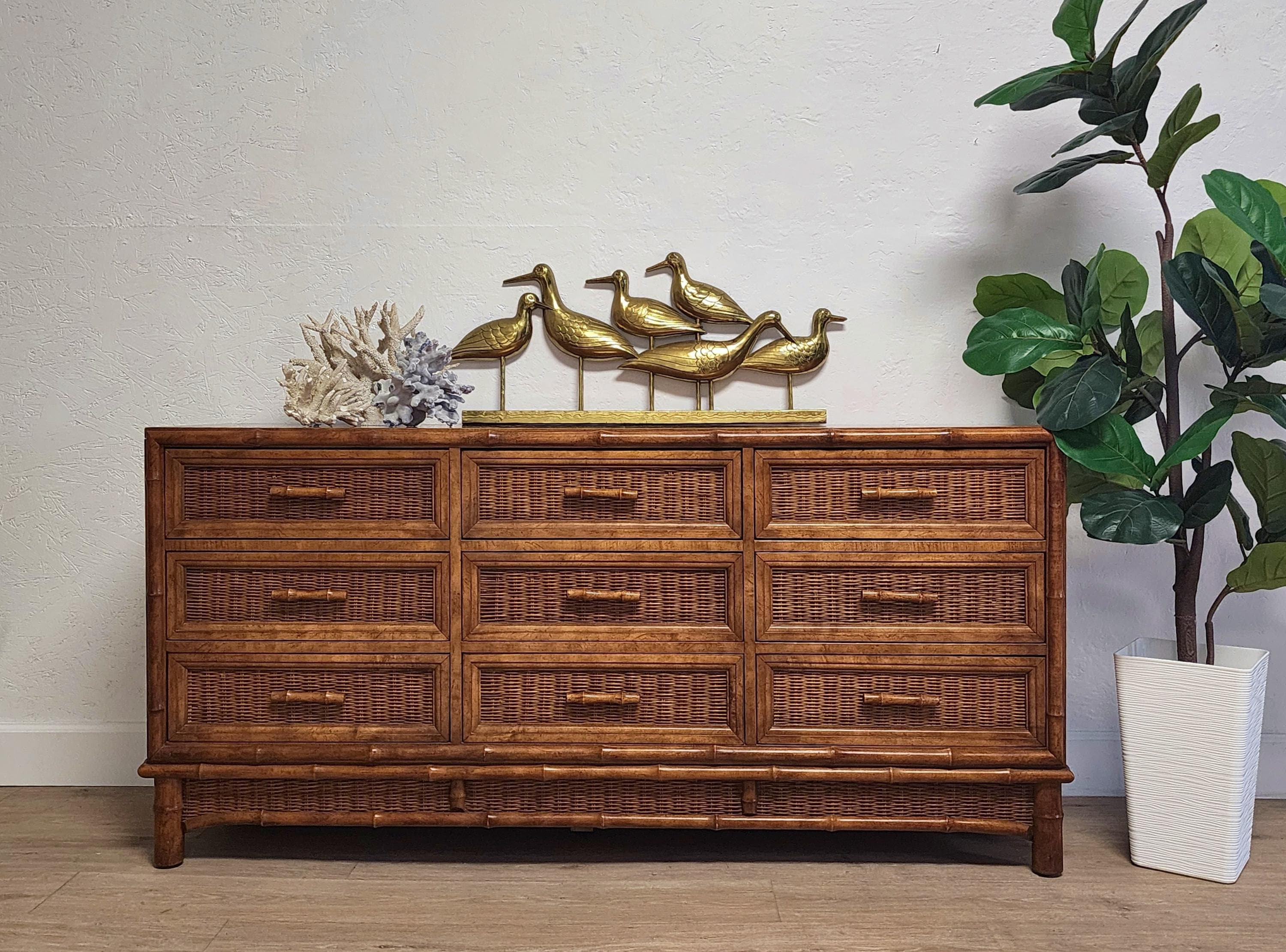 Vintage American of Martinsville Coastal Wicker Faux Bamboo
