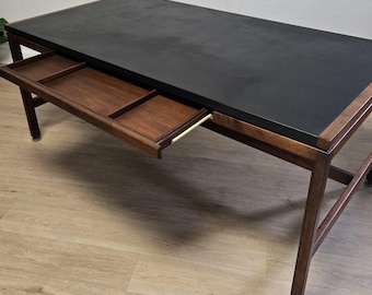MCM Jens Risom Black & Walnut Executive Writing Desk-Vintage Jens Risom Design Inc. Desk