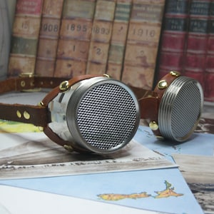Brille mit Netz, aus Metall und Leder mit einer Auswahl an Farben und Linsen, ideal für Steampunk, Cosplay, LARP