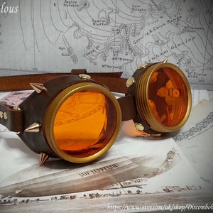 Goggles mit kleinen Spikes, echt Leder mit einer Auswahl an Farben und Linsen, ideal für Steampunk, Cosplay, LARP