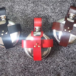 Hip flask and leather holder - Choice of leather colors