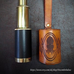 Brass Telescope and Leather holder, Choice of leather holder colours