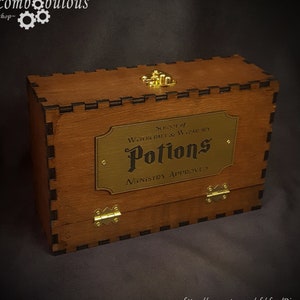 Magic Potion Box for witches and wizards, contains potion bottles and personalised label