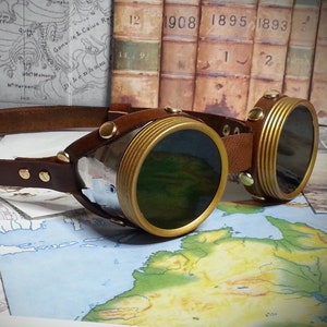 Goggles , Real leather with a choice of colours and lenses, ideal for Steampunk, Cosplay, LARP