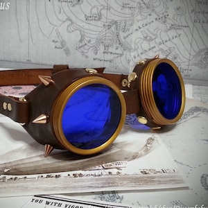 Spike Goggless, Echt leder mit farbwahl und linsen, ideal für Steampunk, Cosplay, LARP