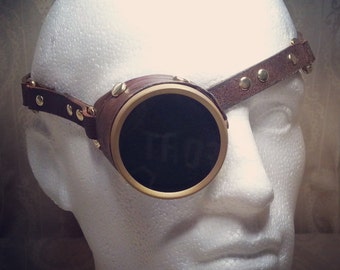 Leather Monocle made with real leather, choice of colours ideal for Steampunk, LARP, Cosplay