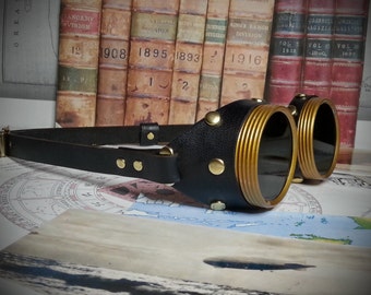 Steampunk Goggles, Brass & Leather, Cosplay Aviator Glasses