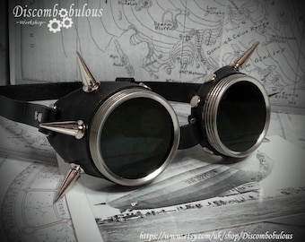 Occhiali Steampunk Cosplay A Doppio Strato Con Punte - Modello Nero Antivento - 3