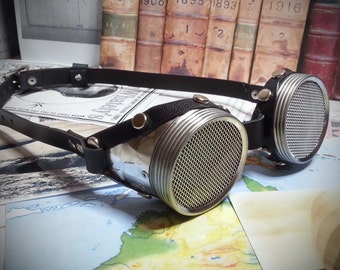 Steampunk Goggles: Silver Aluminum, Brass & Leather Cosplay Glasses