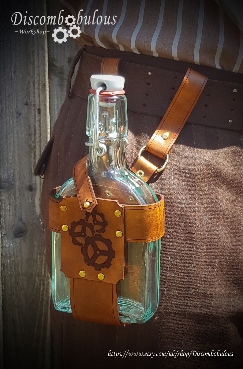 Hip flask & leather holder alcohol flask leather holder Etsy