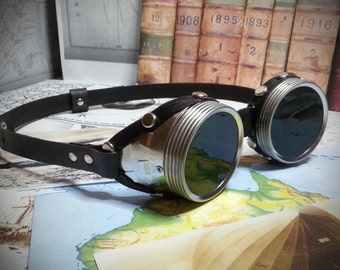 Goggles, Real leather with a choice of colours and lenses, ideal for Steampunk, Cosplay, LARP