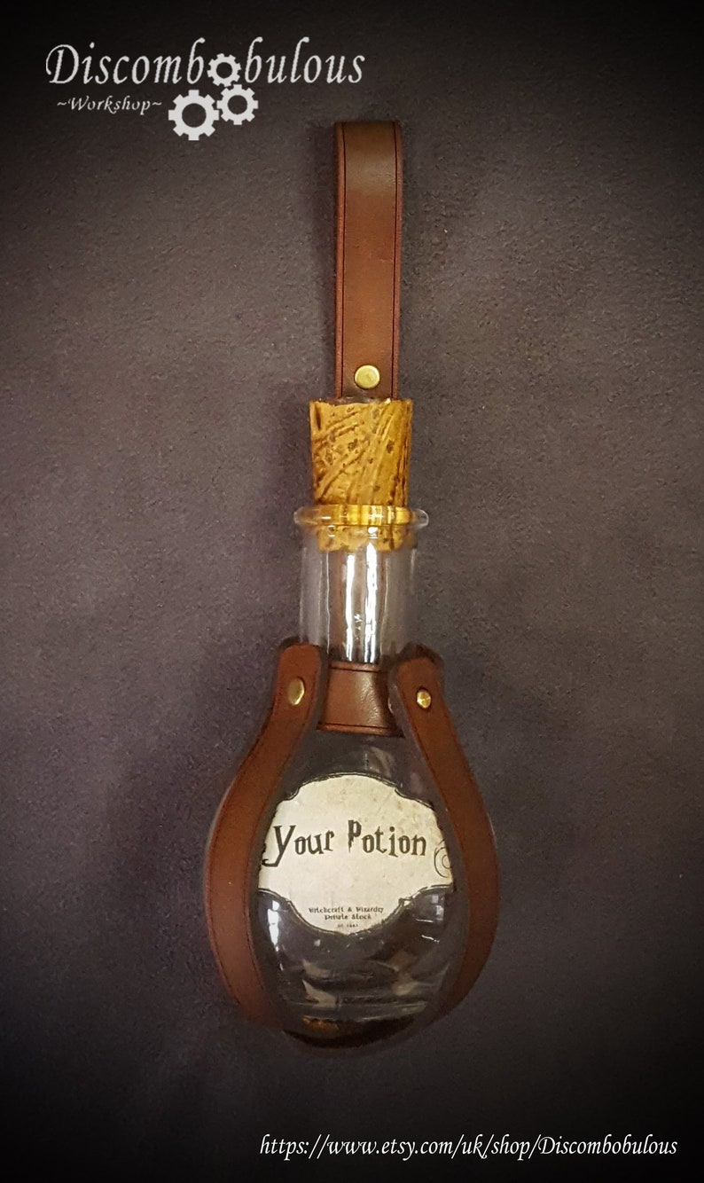 Custom Personalised Potion Bottle Belt Hanger, Witch, Wizards Steampunk, magic potion. LARP, Cosplay, Costume, Costume accessory, RPG, spell image 2