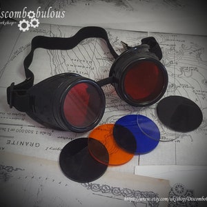 Goggles with a choice of coloured lenses, ideal for Steampunk, Cosplay, LARP