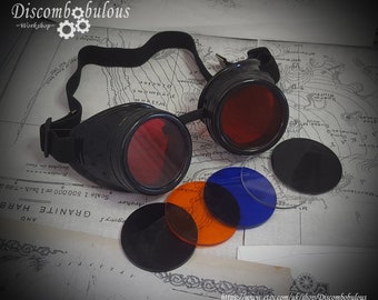 Goggles with a choice of coloured lenses, ideal for Steampunk, Cosplay, LARP