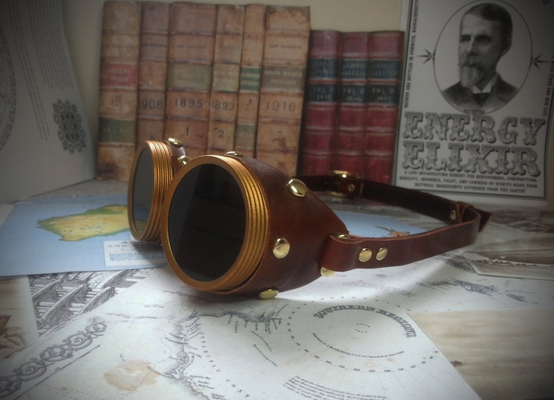 Steampunk goggles, vintage goggles, victorian goggles, aviator goggles, steampunk glasses, engineer goggles, cosplay goggles image 2