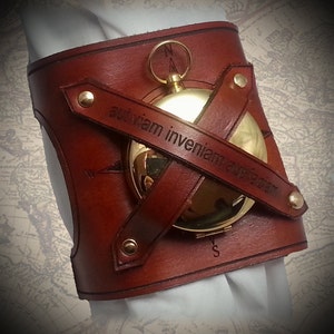 Leather Cuff with working compass