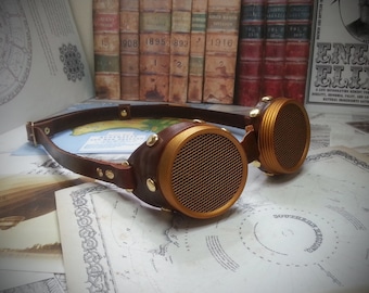 Goggles with Brass and Leather - ideal for LARP, Csoplay, Steampunk and Fantasy
