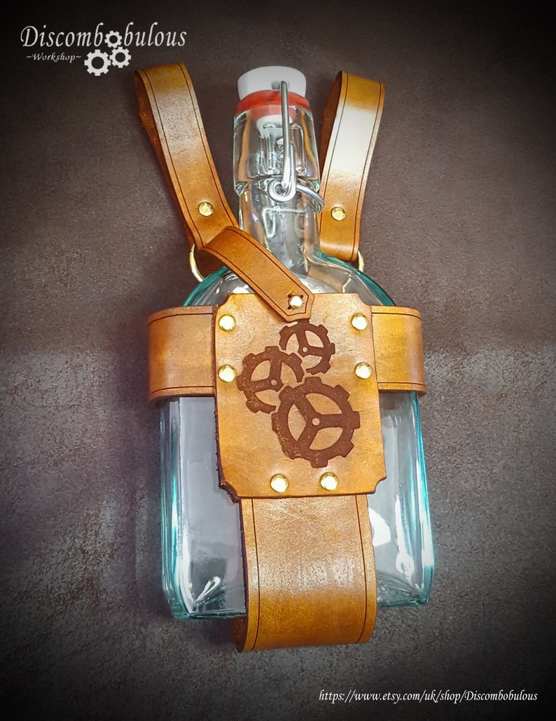 Hip flask & leather holder alcohol flask leather holder Etsy