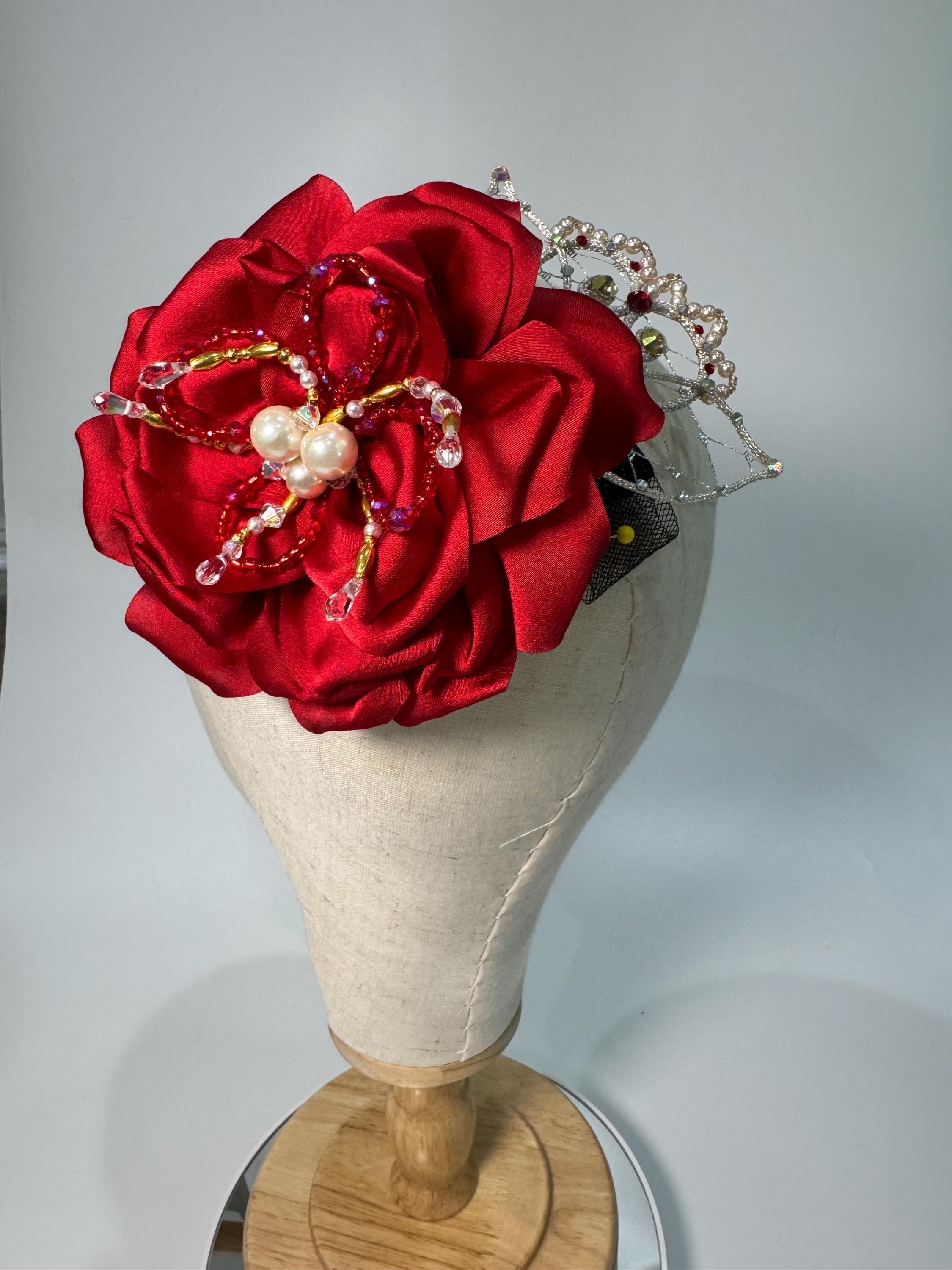 Head piece detailed 100% silk rose shape Rose Headpiece - Etsy main image 4