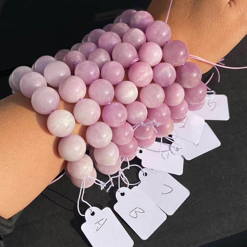 Natuurlijke lilakleurige kunziet kralen voor sieraden maken, boho DIY edelsteenkoord, helende kristallen armband ketting afbeelding 12