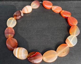 Natural Banded Agate Beads Two Color Strands for DIY Necklace Boho Vintage Style Polished Gemstone
