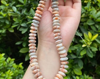 Natural White Turquoise Rondelle Bead Strand Cream Orange Veins Undyed DIY Necklace Bracelet Boho Ethnic Jewelry