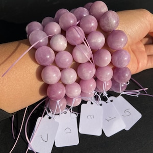 Natuurlijke lilakleurige kunziet kralen voor sieraden maken, boho DIY edelsteenkoord, helende kristallen armband ketting afbeelding 3