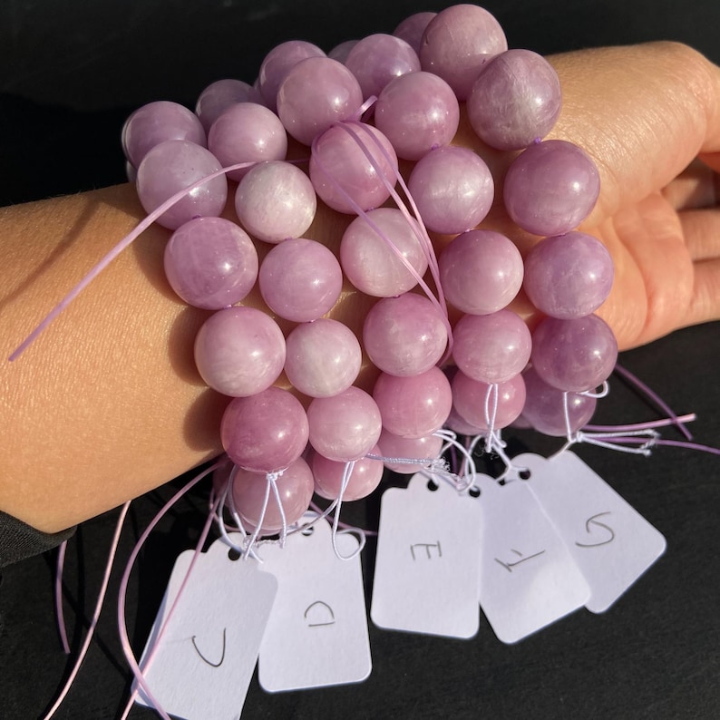 Natuurlijke lilakleurige kunziet kralen voor sieraden maken, boho DIY edelsteenkoord, helende kristallen armband ketting afbeelding 3